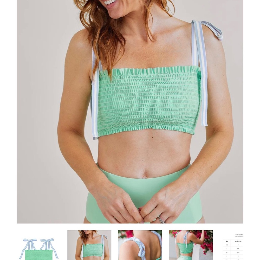 Minnow Swim Womens Smocked Palm Green Bikini Top M NWT